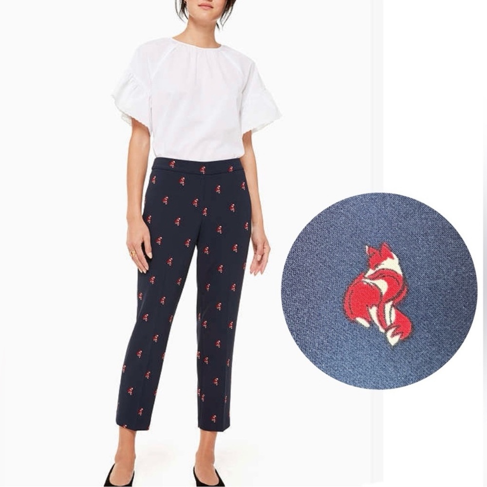 Kate Spade Navy Pants with Red Fox glen Pattern size 2